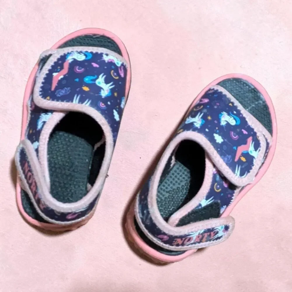 Kids Unicorn Sandals Size 6 Toddler Purple Adjustable Summer Shoes